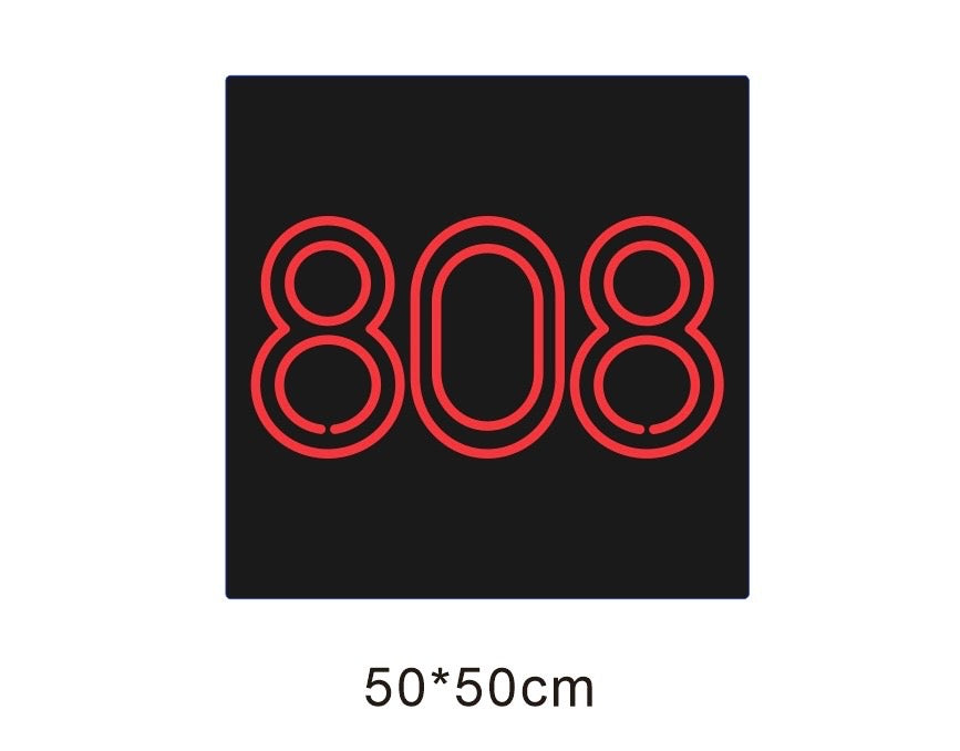 LED Neonschild: 808 - LEDs: Rot - Schwarzes Acryl - 50x50cm