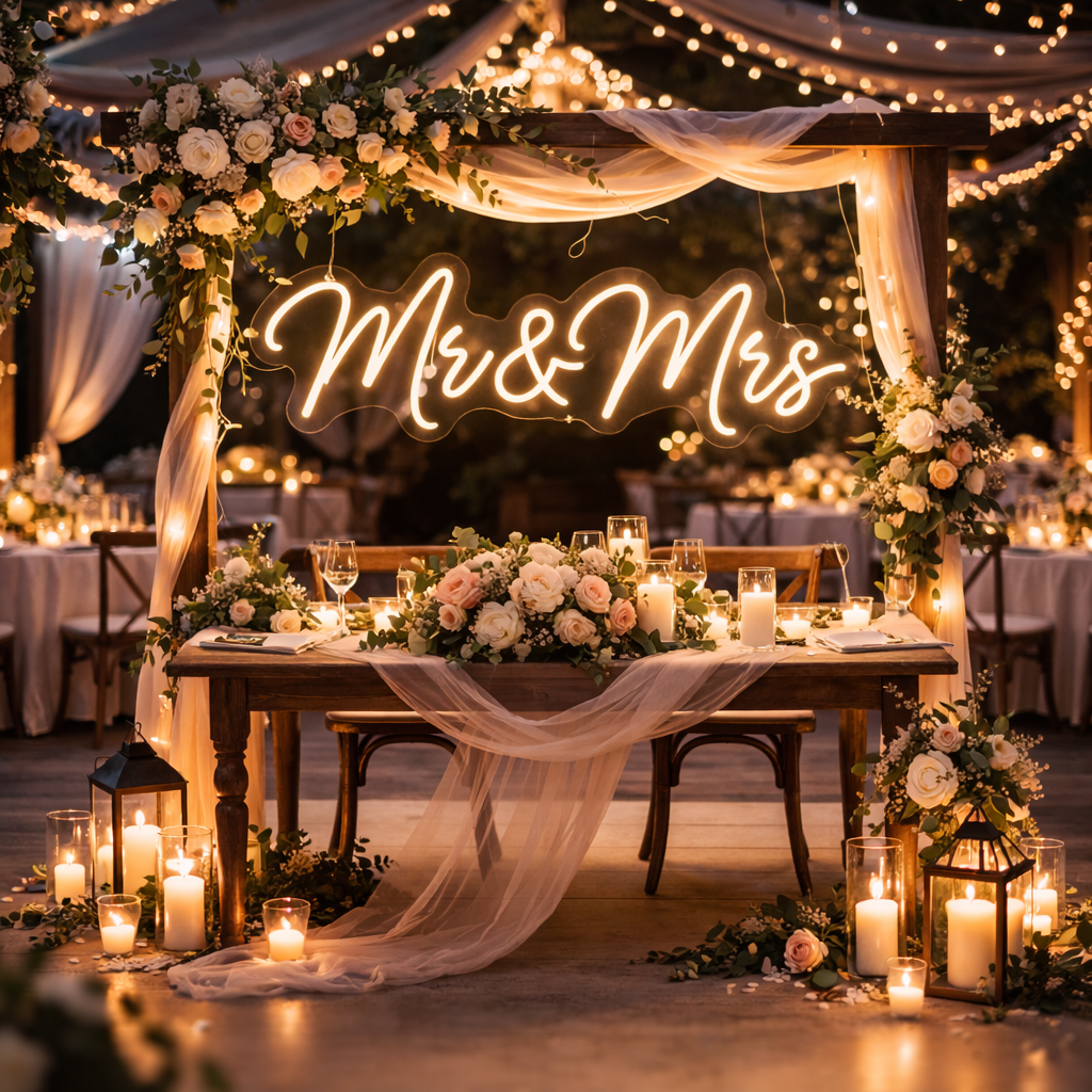 Ditt neonskilt – «Mr & Mrs» (Signature)
