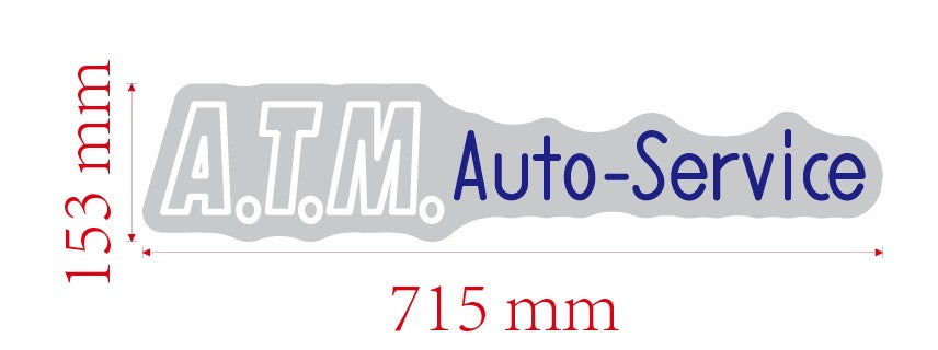 LED Neonschild: ATM Auto-Service - LEDs: Kaltweiß und Blau - 71,5x15,3cm - Cut to Shape