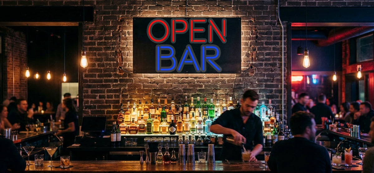Neonskiltet ditt – ÅPEN BAR