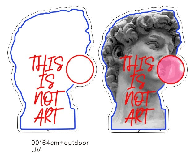 LED Neonschild: This Is Not Art - UV Druck - LEDs: Blau und Rot - Outdoor