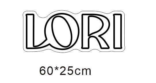 LED neonskilt: LORI – 60x25 cm – Kaldhvit