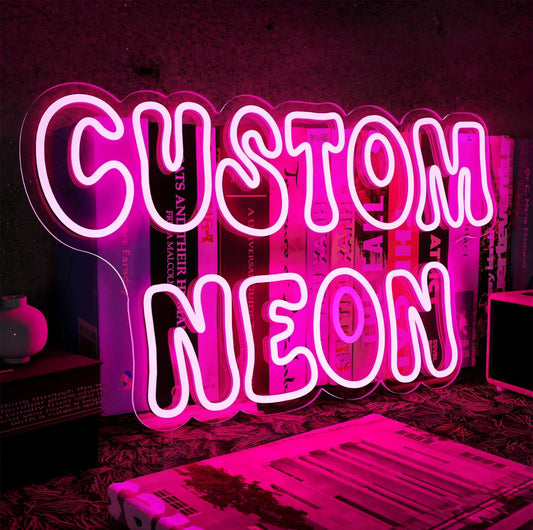 Personlig tilpasset LED-neonskilt i rosa – dekorasjon til stue eller forretningslokale