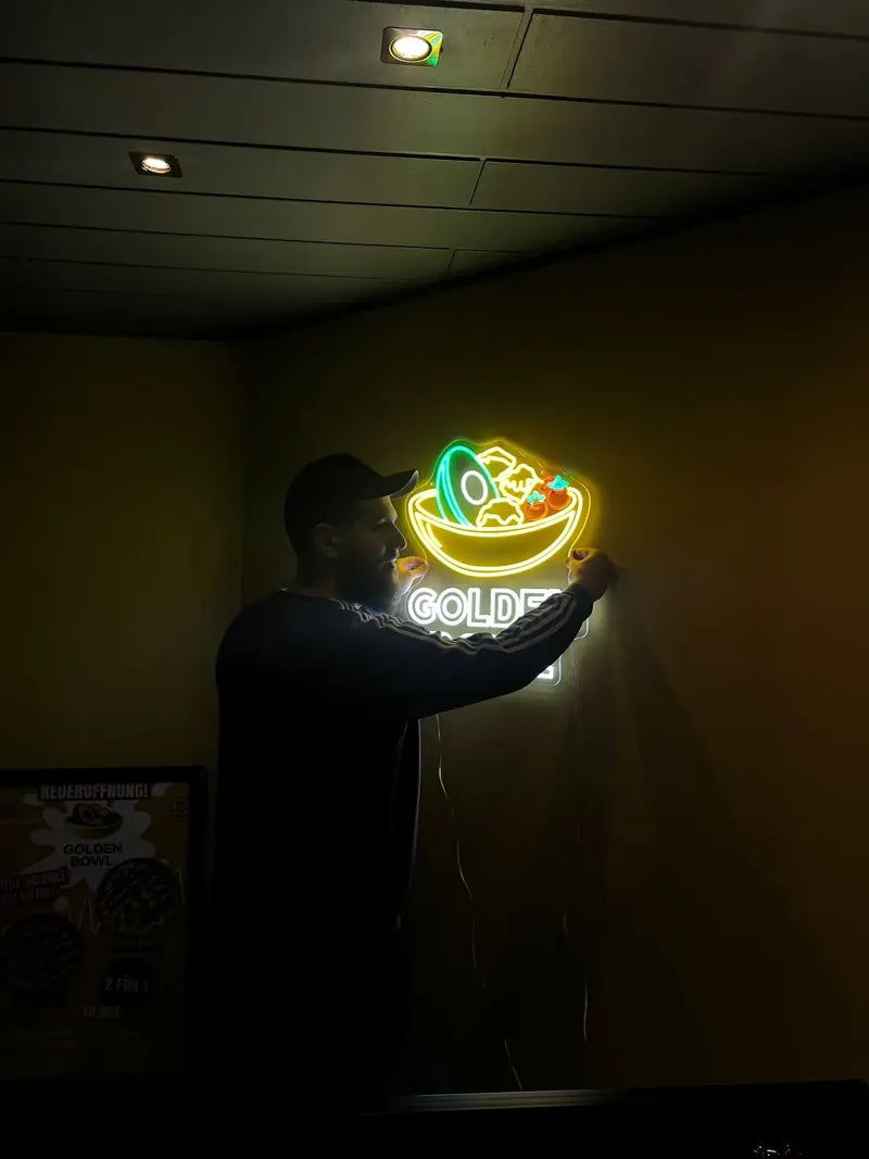 Neonskilt Golden Bowl, restaurant i Solingen
